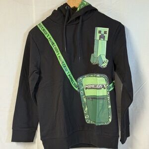 Minecraft Creeper Hoodie Pullover Sweatshirt Black/Green Boys Size 9-10 NWT